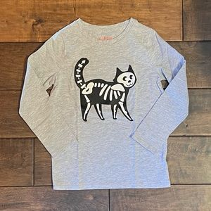 Cat And Jack XSmall (4-5) Halloween Skeleton Cat Grey Long Sleeve T Shirt
